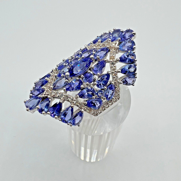 JTV Signed DK Sterling Silver Blue Tanzanite Ring - Size 7 - Picture 2 of 7